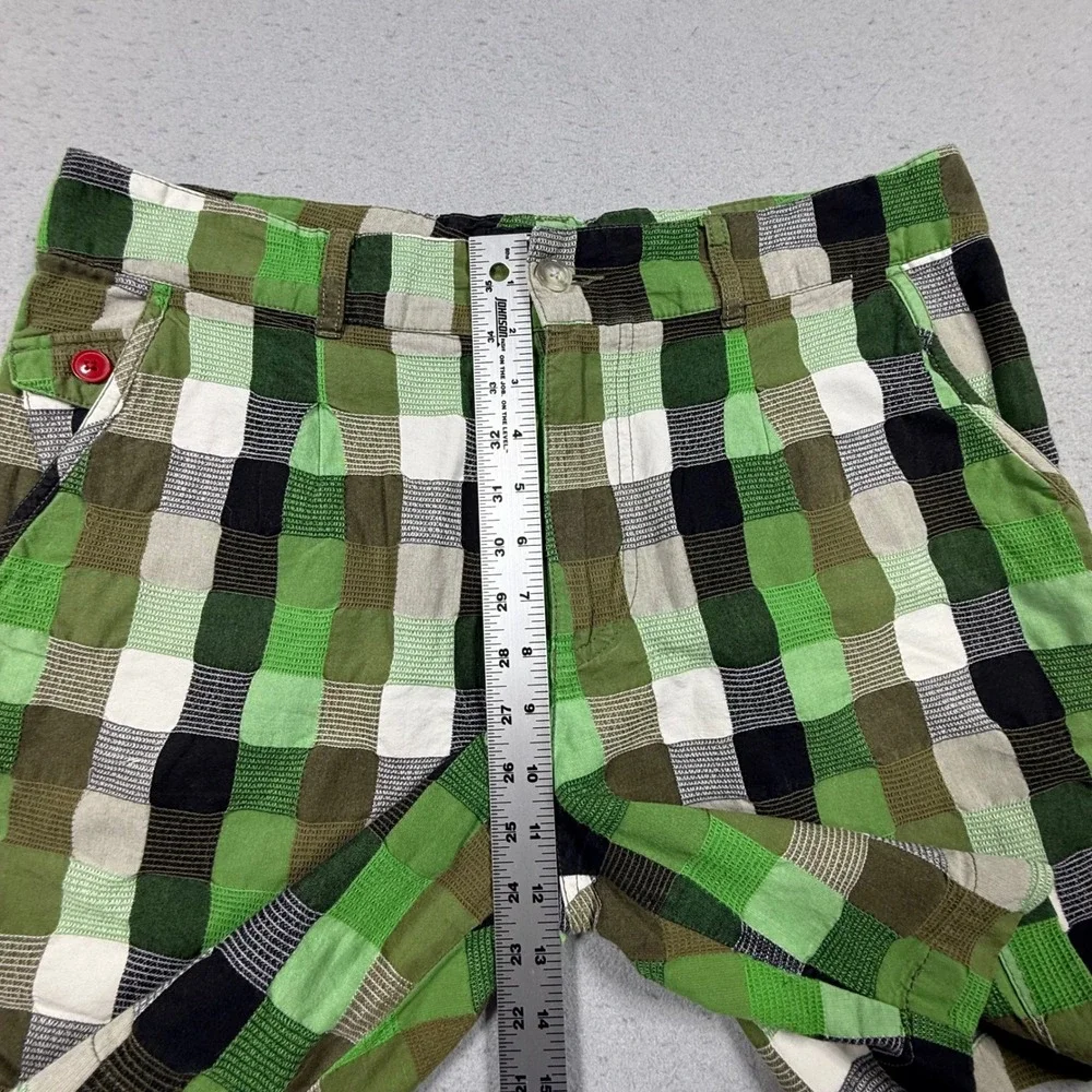 55DSL Diesel Mens Green Checkered Plaid Cotton Casual Shorts Size 34